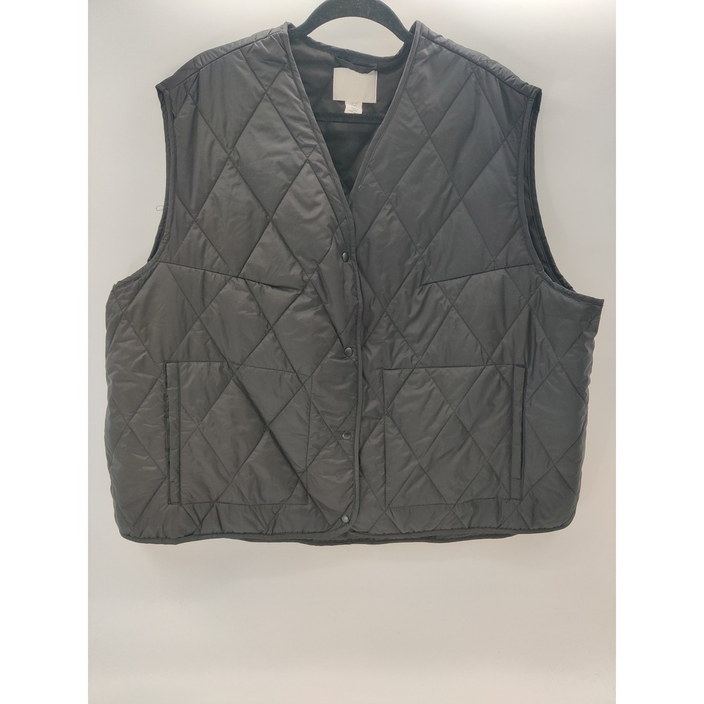 HM Mens Black Quilted Puffer Vest Snap Front V-Neck Jacket‎ XXL P/N 1063786 5